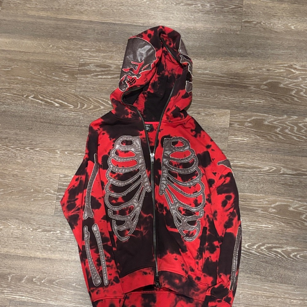 Forever 21 Red and Black Skeleton Hoodie